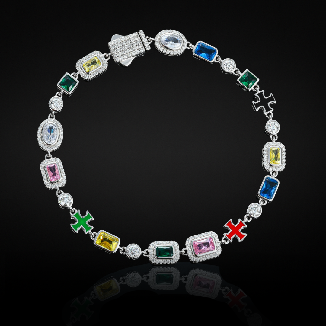 Cross & Gemstones Bracelet
