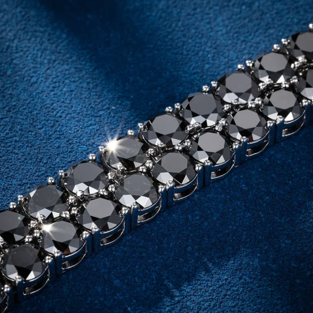Браслет з тенісу Moissanite Black Diamond - біле золото 4 мм
