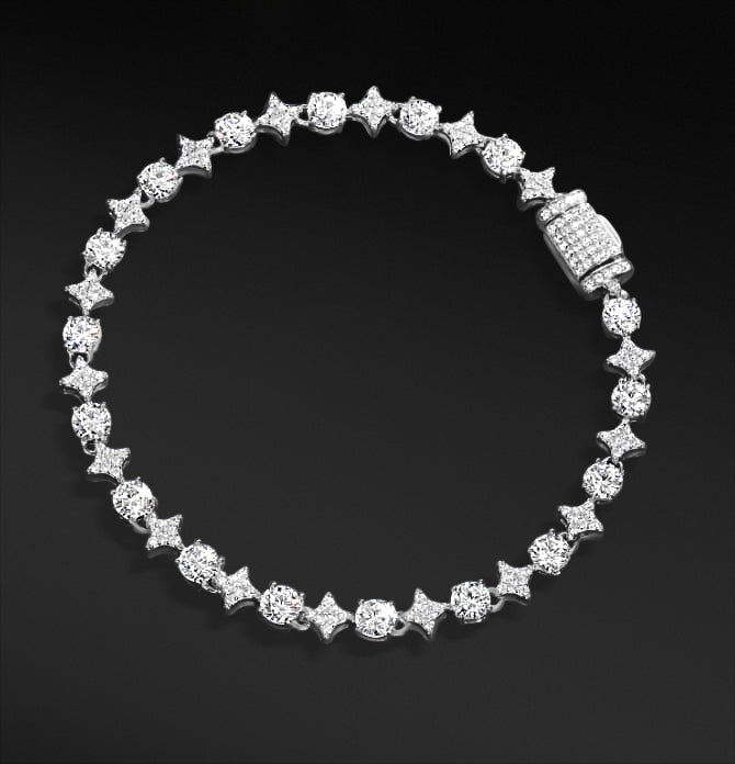 MOISSANITE STAR TENNIS BRACELET - WHITE GOLD - Sant Leclère