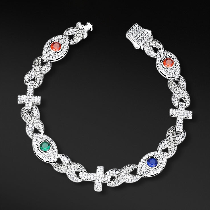 MOISSANITE ALL EYES INFINITY BRACELET - WHITE GOLD - Sant Leclère